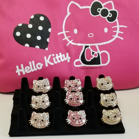 3/$30🦋 Hello Kitty Pink Adjustable Rhinestone Ring New - Picture 6 of 6